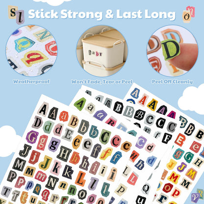 Frienda 2400 Pcs 32 Sheet Letter Stickers for Scrapbook with Tweezers Magazine Ransom Letters Stickers Small Vintage Alphabet Sticker for Journaling Supplies Laptop Water Bottle DIY Crafts Gift