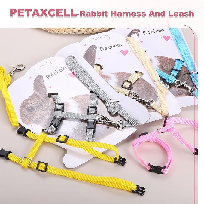 Rabbit Harness and Leash, Escape Proof Bunny Cat Leash Small Animal Harness Soft Adjustable Buckle(2Pcs, Sapphire) for Bunny Kitten Cats Puppies Walking Hiking Training