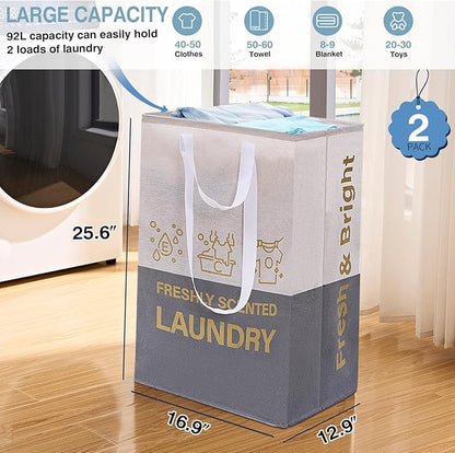 ELONG HOME 2 Pack Laundry Baskets, 92L Freestanding Laundry Basket