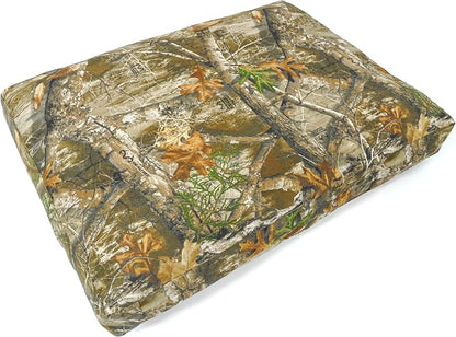 WHITEDUCK Outdoor Dog Bed Heavy-Duty 12oz Canvas, Water-Repellent Cotton, Machine Washable Removable Cover with Full-Length Zipper, Dog Bed for Large Dogs & Crate, Real Tree 35" Lx20 Wx4.3 th (M)