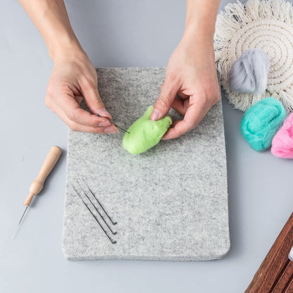 Irenare 148 Pcs Needle Felting Kit 8 x 10 Inch Felting Pad Mat with Needles Finger Guards Wooden Handle Scissor Bag for Beginner Professional DIY