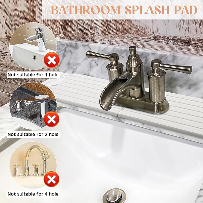 an Oval Hole White Faucet Mat for Kitchen Sink Bathroom 17.32" x 4.6" Kitchen