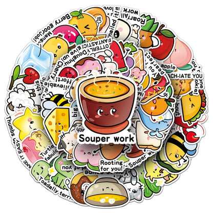 100PCS Food Pun Positive Affirmation Stickers, Funny Blessing Quotes, Vinyl Motivational Reward Decals, Kawaii Fruit Stickers for Small Business, Classroom Teachers, Water Bottles, Laptops, Scrapbooks