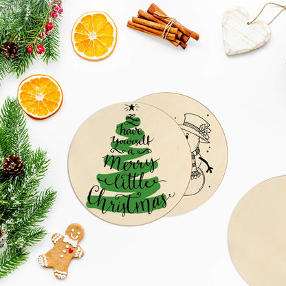 60 Pieces 5 Inch Unfinished Wooden Circles Blank Natural Round Wood Slices Wooden Cutout Tiles for DIY Crafts Home Decoration Painting Staining