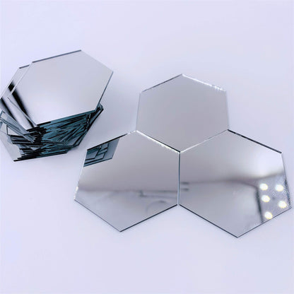 2 inch (50.8 mm) Hexagon Mirror Mosaic Tile Craft Mirrors 50pcs (Silver)