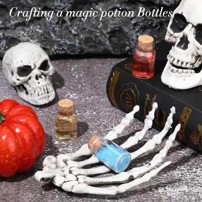 Bokon 50 Packs Mini Plastic Bottles with Corks Stoppers Eye Screws Funnels Small Potion Bottles Tiny Clear Sand Art Jar Wishing Vial for Birthday Party DIY Crafts Gift