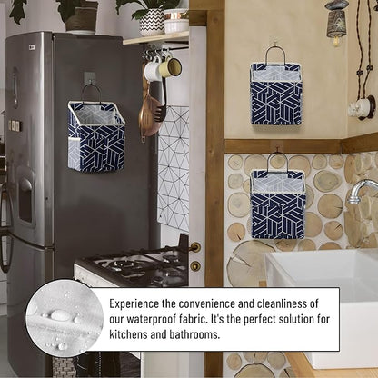 2pcs Wall Hanging Storage Bag, Small Door Closet Linen Fabric Pockets Organizer