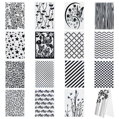 Hedume 16 Pieces Embossing Folders, 5.9" x 4.1" Embossing Machine Template Paper Card Folder, Classic Style Plastic Template Cards for Card Making, DIY Flower Scrapbook, Photo Album, Craft Decoration