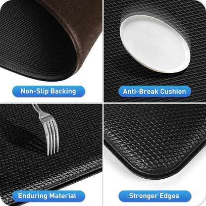 HappyTrends Kitchen Mat for Floor, 2PCS Cushioned Anti-Fatigue Kitchen Rugs, Waterproof Non-Slip Standing Mats and Rugs Set for Kitchen, Office, Laundry, Black, 17.3"×30"+17.3"×47"