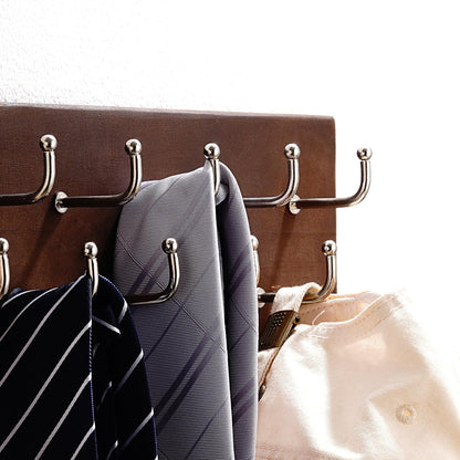 Treehouse Belt Organizer Rack, Holds Over 28 Large Belts, Sturdy Metal & Sturdy Wood Storage Holder for Closet, Versatile, Wall Mounted Belt & Tie Display Hanger for Bedroom - (Walnut) 4.25''Hx16''L