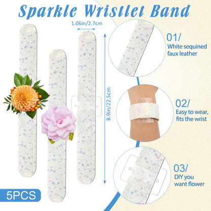 AHIER 161 PCS DIY Wrist Corsage Making Kit with 5P Wrist Corsage Bracelets, Floral Wire and Cutter, Floral Tape, Pin, Ribbon for Wedding Party Boutonniere Supplies
