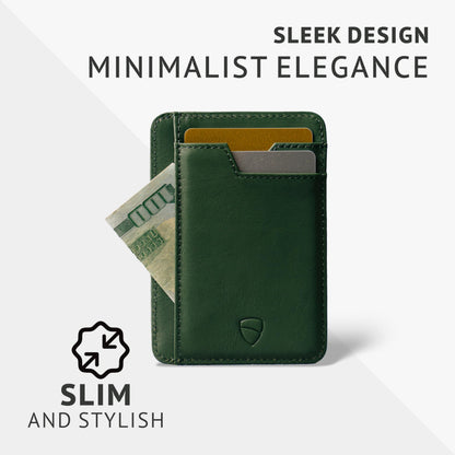 Vaultskin BRIXTON Slim RFID Wallet for Men - Leather Front Pocket Minimalist Card Holder Wallet with ID Window & Gift Box (Hunter Green)