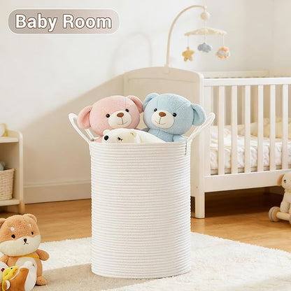 Tall Laundry Basket with Handles, 58L Portable Dirty Clothes Hamper, Boho