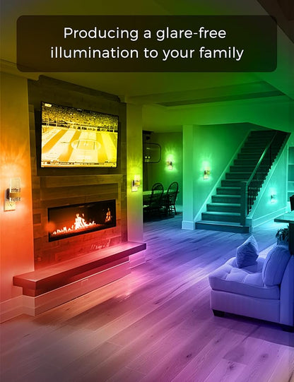 L LOHAS LED Night Lights Plug Into Wall [2 Pack], Color Changing Night Light with Dusk to Dawn Sensor, RGB 180° Rotating Night Light, 0-100LM Dimmable Nightlight for Kids, Bathroom, Hallway,Gift