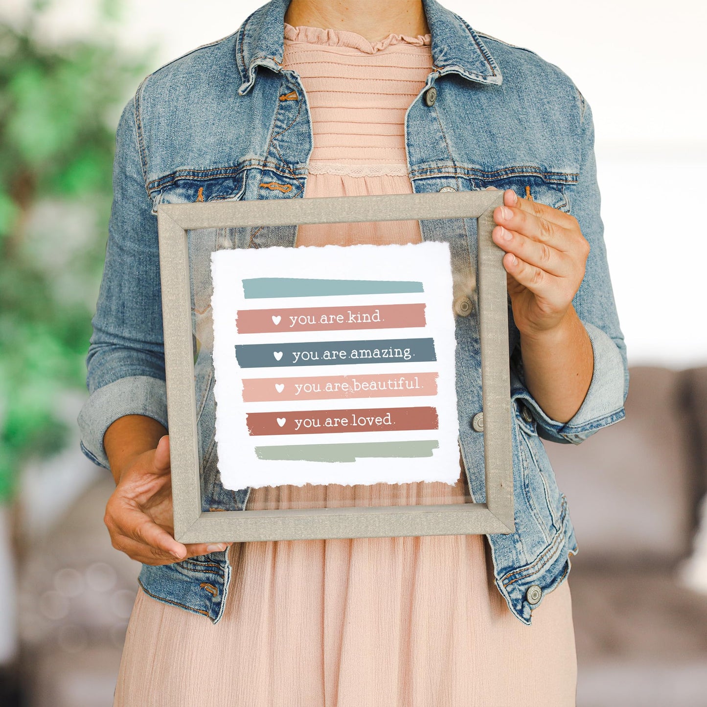 Simply Said, INC Floating Frames Inspirational Art - You Are Kind, You Are Amazing Stripes - 10 x 10 inch Wood Wall Decor - Made in USA - FAS1158