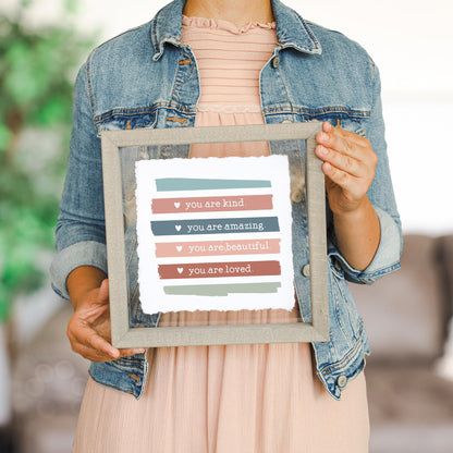 Simply Said, INC Floating Frames Inspirational Art - You Are Kind, You Are Amazing Stripes - 10 x 10 inch Wood Wall Decor - Made in USA - FAS1158