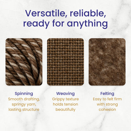 Revolution Fibers Yin Yang Natural Blend of Corriedale Wool Roving (8 Ounces) | Perfect for Felting, Hand Spinning & Tapestry |100% Natural Undyed Off-White & Brown Blend