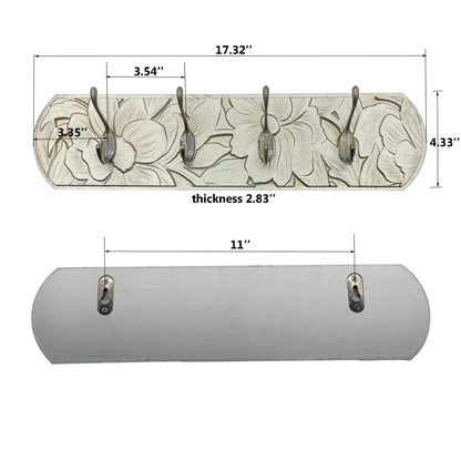 dugunusu Decorative Wall Mounted Coat Rack with 4 Hooks, Rustic Wood Wall Organizer for Hanging Coats, Hats, Towels, Bags,Jackets, Keys (Champagne Gold)