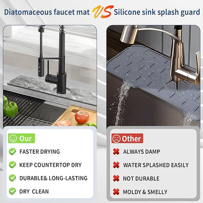 Kitchen Sink Splash Guard: Kitchen Faucet Mat, Diatomaceous Earth Sink Faucet
