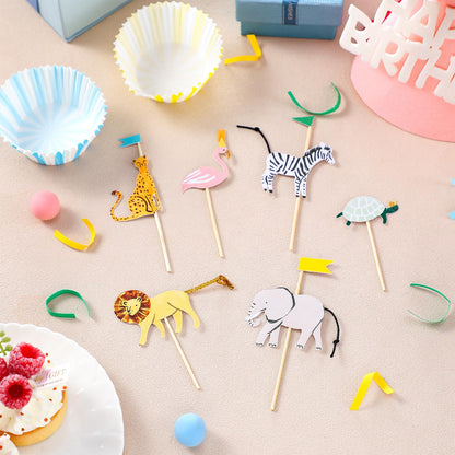 Reallnaive 36 Set Safari Cupcake Toppers Animals Cupcake Kit Safari Woodland Jungle Party Supplies for Jungle Theme Baby Shower Zoo Wild Animal Birthday