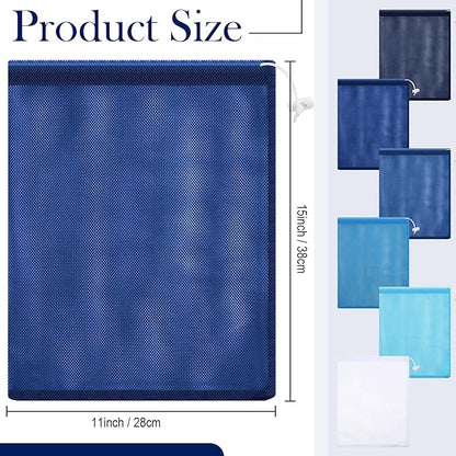 Frienda 6 Pieces Mesh Stuff Sack, 11 x 15 Inch Durable Nylon Drawstring Laundry