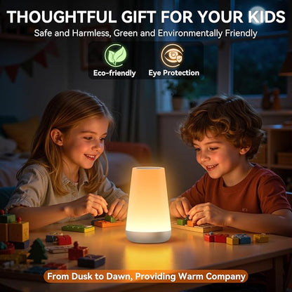 Auxmir Rechargeable LED Night Light, Touch & Remote Control Bedside Lamp with 13 Colors, 5 Brightness Levels, Portable Table Lamp for Kids Baby Nursery, Bedroom, Bathroom, Camping, Silver