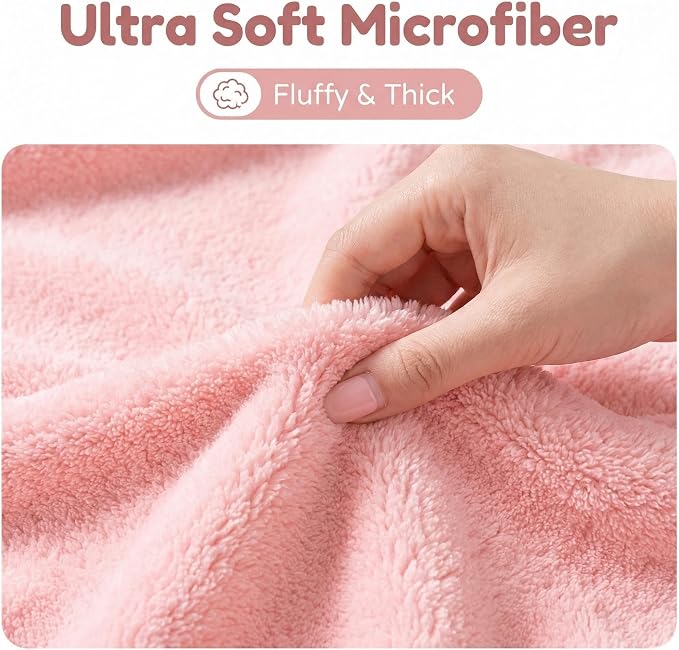 Dog Drying Towel, Soft Towels for Drying Dog Large, 2pcs Extra Thick Absorbent Microfiber Bath Towels for Dogs, Cats, Puppy, Pets (Pink)