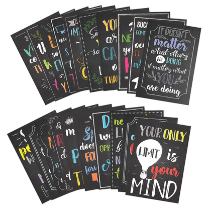 Juvale 20-Pack 13x19 in Motivational Classroom Posters - Chalkboard-Style Wall Decor, Classroom Decor, Bulletin Board Decorations, School Supplies for Teachers, Growth Mindset Posters