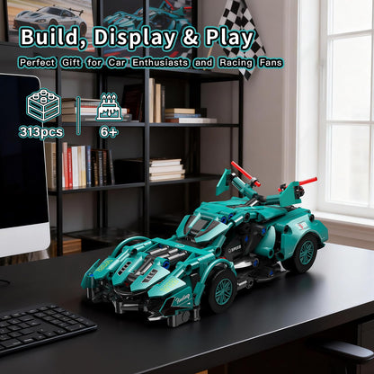 QiqoPoyee Race Car Building Block Set, 1:18 MOC Model Car Kit Building Blocks for Adults, Race Car Toy Birthday Gifts for Kids, Race Cars for Boys Girls Age 8-12+
