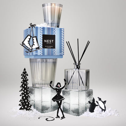 NEST New York Reed Diffuser, Holiday - 5.9 fl oz - Fragrance for Up to 90 Days - Reusable, Refillable Glass Holder - Includes 8 All-Natural Reed Sticks - Flame Free