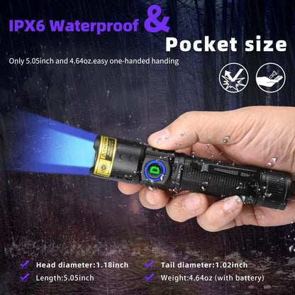 WMCODMW UV Flashlight Black Light 365nm, Mini Powerful 3xLED Ultraviolet Blacklight Rechargeable Woods Lamp, Handheld Pet Urine Detector for Dog/Cat Urine, Stains, Resin Curing, Rocks Finder