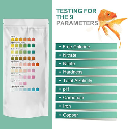AAwipes Fish Tank Marine Water Test Strips 9-in-1 |25 Strips | Freshwater, Saltwater & Reef Tanks Quick & Accurate Test pH, Carbonate, Copper, Alkalinity, Hardness, Chlorine, Nitrate, Nitrite, etc
