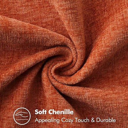 MIULEE Pack of 2 Fall Lumbar Throw Pillow Covers 12x20 Inch Rust Farmhouse Decorative Pillow Covers with Stitched Edge Soft Chenille Solid Dyed Pillow Covers for Couch Sofa Bed Living Room