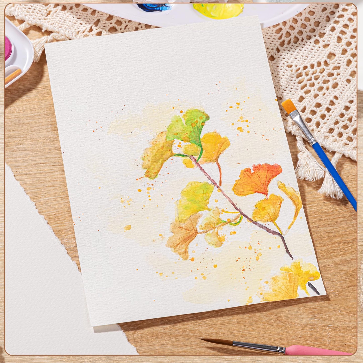 50 Sheets Deckled Edge Paper 5 x 7inch, 160 GSM Handmade Paper Rough/Textured Watercolor Paper for Wedding Invitations, Cards, Crafts