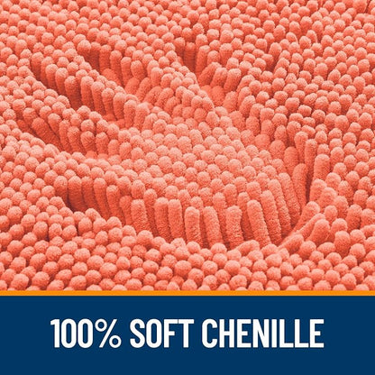 OLANLY Bathroom Rugs 34x21, Extra Soft Absorbent Chenille Bath Rugs, Rubber Backing Quick Dry, Machine Washable Bath Mats for Bathroom Floor, Tub and Shower, Home Decor Accessories, Coral