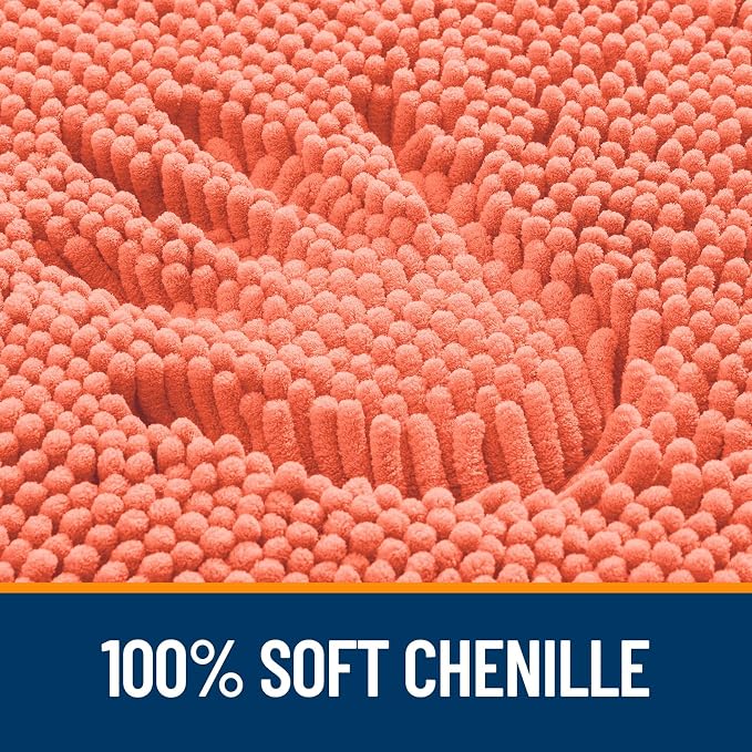 OLANLY Large Bathroom Rugs 59x35, Extra Soft Absorbent Chenille Bath Rugs, Rubber Backing Quick Dry, Machine Washable Bath Mats for Bathroom Floor, Tub and Shower, Home Decor Accessories, Coral