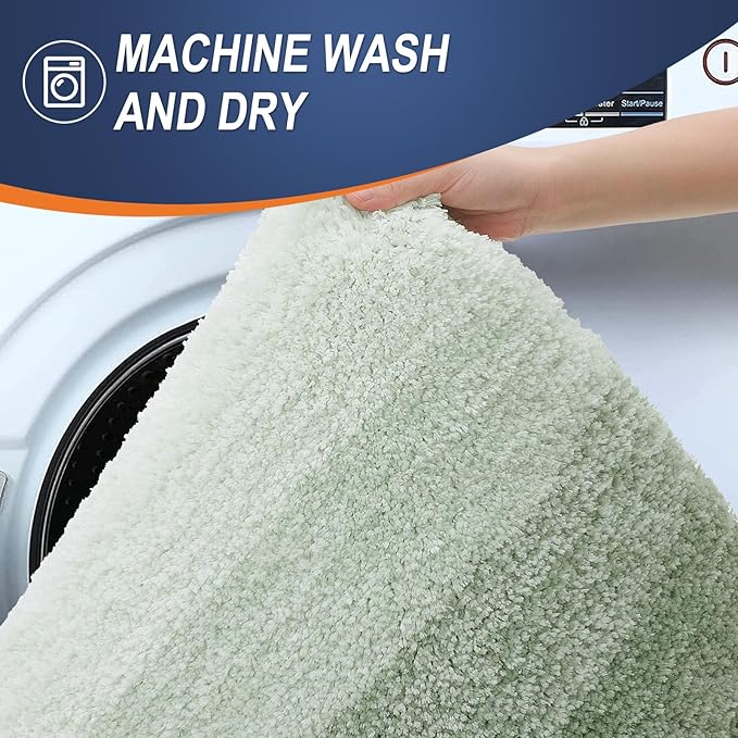 OLANLY Bathroom Runner Rugs Mat 59x20, Extra Soft Absorbent Microfiber Bath Rugs, Rubber Backing, Quick Dry, Washable Long Bath Mats for Bathroom, Tub and Shower, Home Decor Accessories, Sage Green