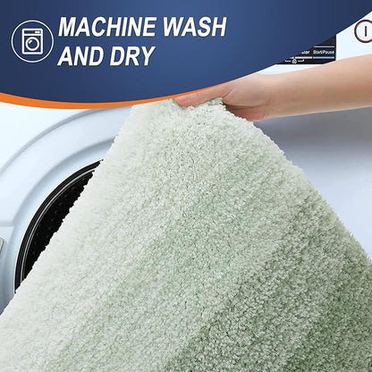 OLANLY Small Bathroom Rugs Mat 24x16, Extra Soft Absorbent Microfiber Bath Rugs, Rubber Backing, Quick Dry, Washable Bath Mats for Bathroom Floor, Tub and Shower, Home Decor Accessories, Sage Green