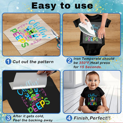 20 Sheets Baby First Easter Iron on Transfers - Cute DTF Transfer Ready to Press Onesie Decorating Kit Making Heat Patches Stickers for Bibs DIY Crafts T-Shirt Clothing