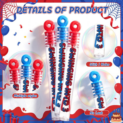 Leitee 24 Pcs Spider Party Favors, Mini Bubble Wands for Swinging into 3 Spider 3rd Birthday Party Decoration Goodie Bags Piñata Treat Bags Stuffers Prize