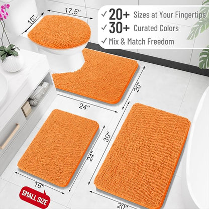 OLANLY Large Bathroom Rugs 40x32, Extra Soft Absorbent Chenille Bath Rugs, Rubber Backing Quick Dry, Machine Washable Bath Mats for Bathroom Floor, Tub and Shower, Home Decor Accessories, Orange