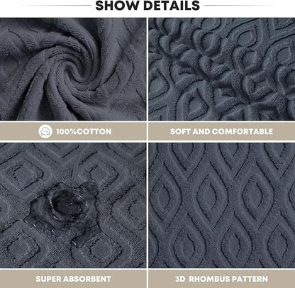Artoid Mode 1 Pc Grey 3D Diamond Grid Jacquard Hand Towels