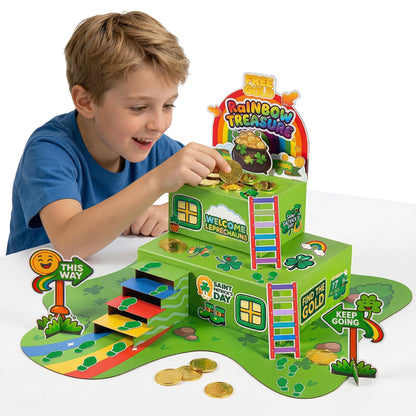 LEKSON St. Patrick’s Day Leprechaun Trap Craft Kit for Kids, Rainbow Treasure DIY Decoration Scene with Path, Signs & Accessories, Classroom & Holiday Activity Set
