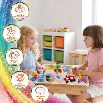 elopco Air Dry Clay Kit for Kids - Cars Themed,12 Traffic DIY Molding Clay Art Crafts Set for Kids Girls Boys Easter Gifts for Easter Basket Fillers Egg Fillers Party Favors (Traffic)