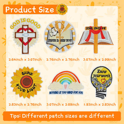 Butie 45 Pcs Christian Iron On Patches, Inspirational Bible Verse, Faith, Cross & Religious Embroidered Appliques Iron on Patches for Clothes, Hats, Jackets, Bags, Etc