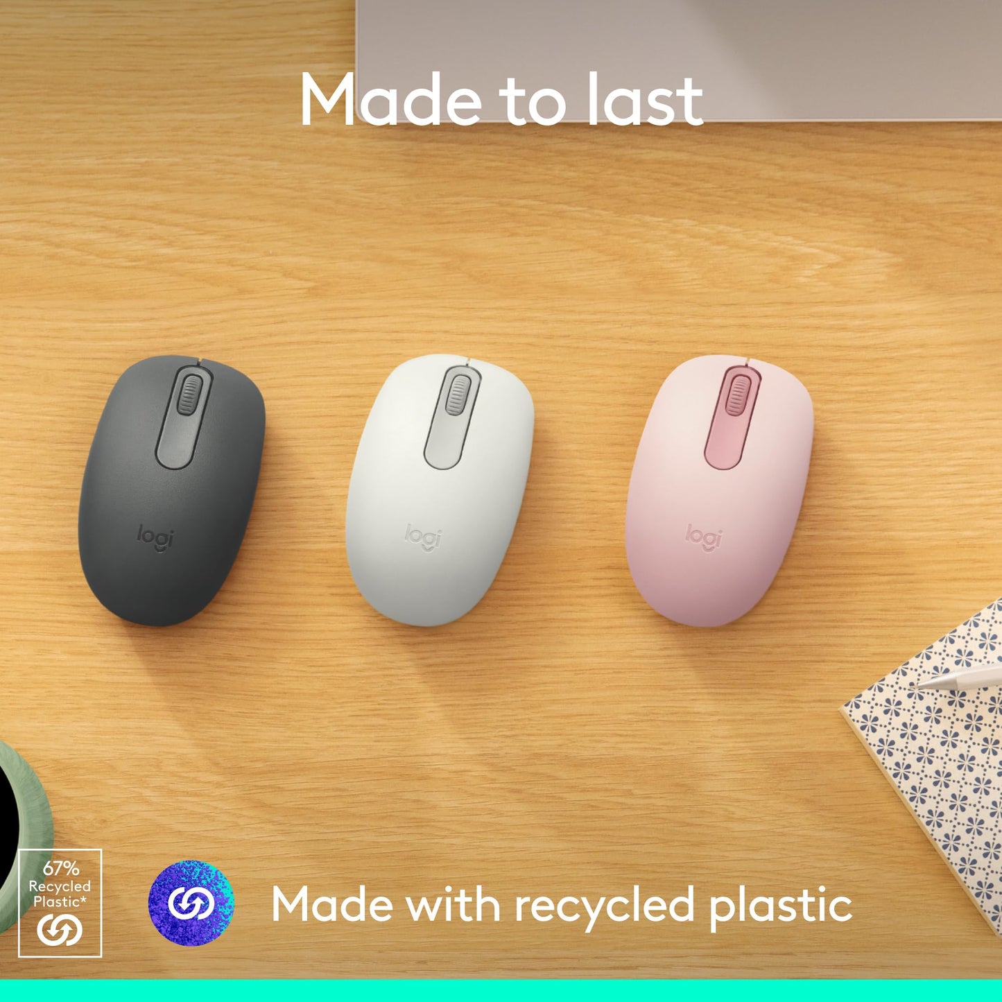 Logitech M196 Bluetooth Wireless Mouse, Compact and Portable Mouse for Laptops, Tablets and More, 12-Month Battery, Smooth Tracking, Compatible with PC and Mac, Windows and macOS - Rose