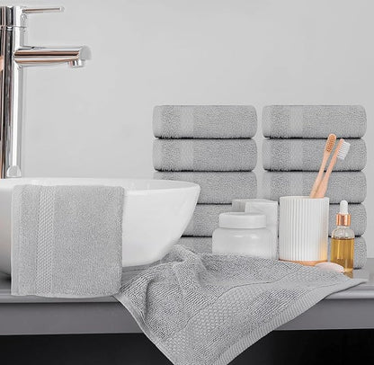 White Classic Luxury Cotton Washcloths 13x13 Inch