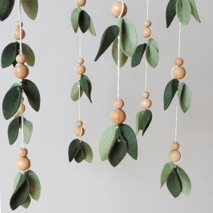 Green Leaf Crib Mobile Forest Baby Mobile for Crib Green Leaf Nursery Mobile with Wooden Bead