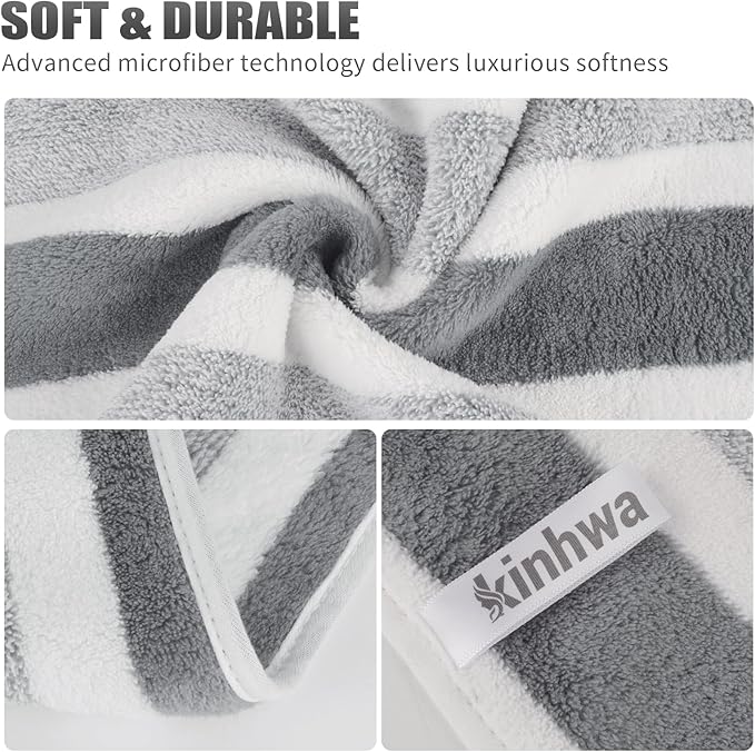 KinHwa Microfiber Hand Towels for Bathroom Soft and Absorbent Face Towels Grey