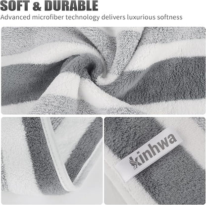 KinHwa Microfiber Hand Towels for Bathroom Soft and Absorbent Face Towels Grey